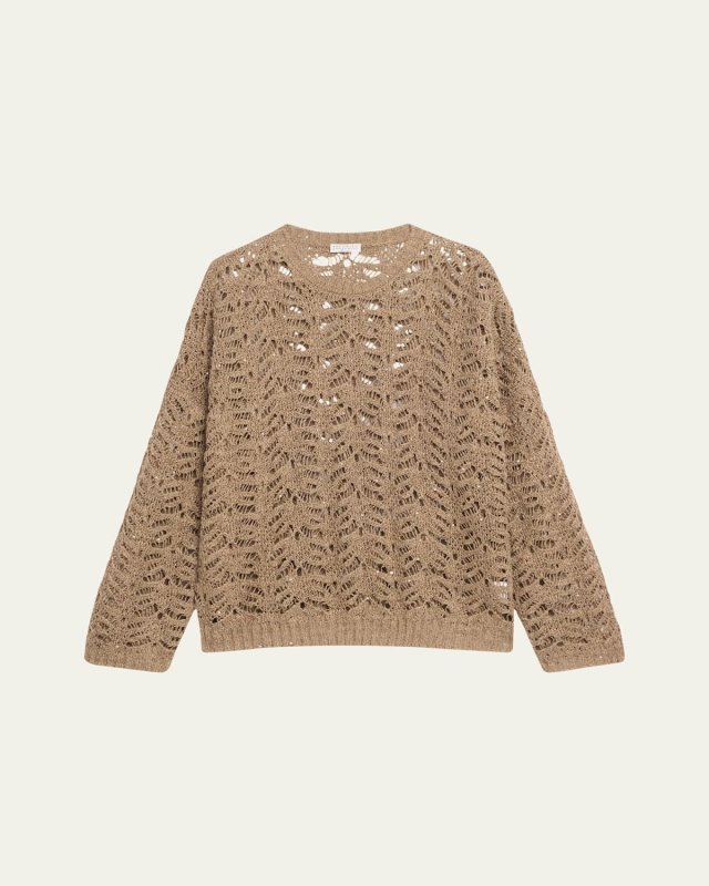 Paillette Lace Knit Crewneck Sweat